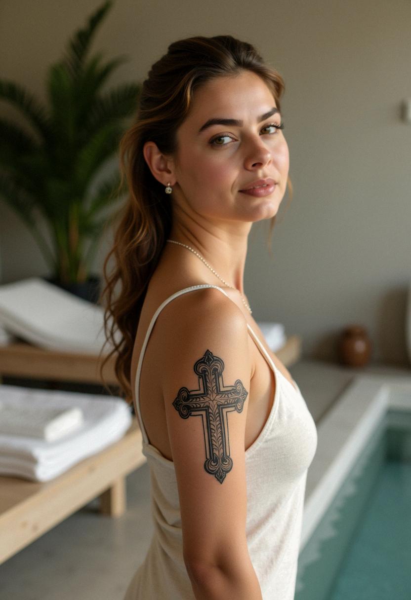 cross arm tattoo