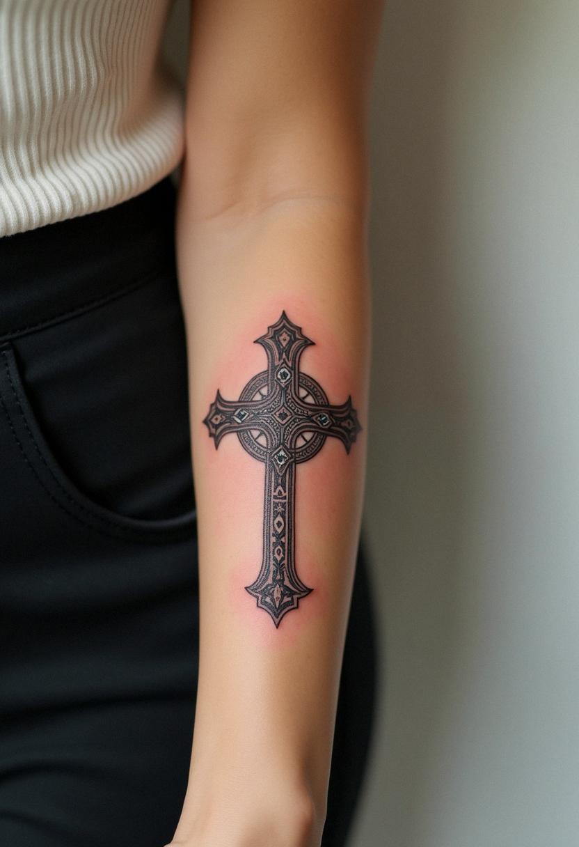 cross arm tattoo