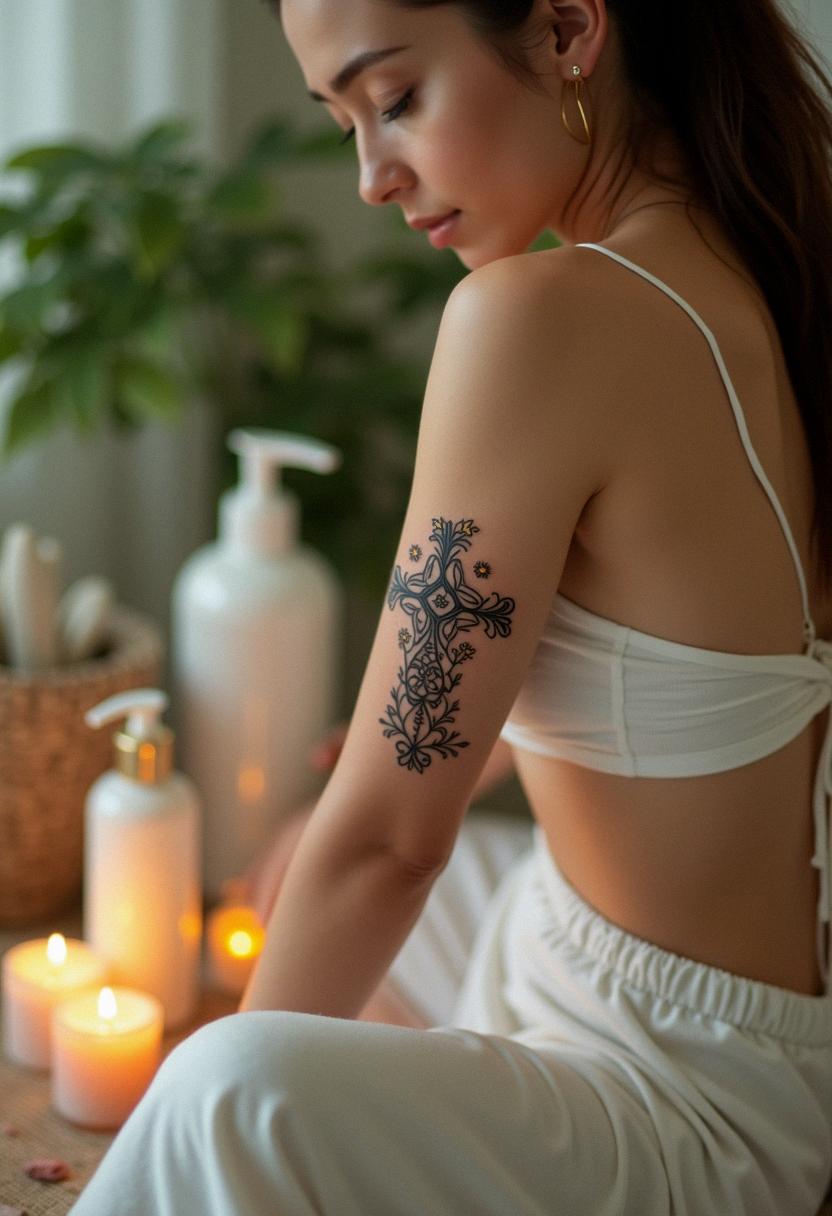 cross arm tattoo