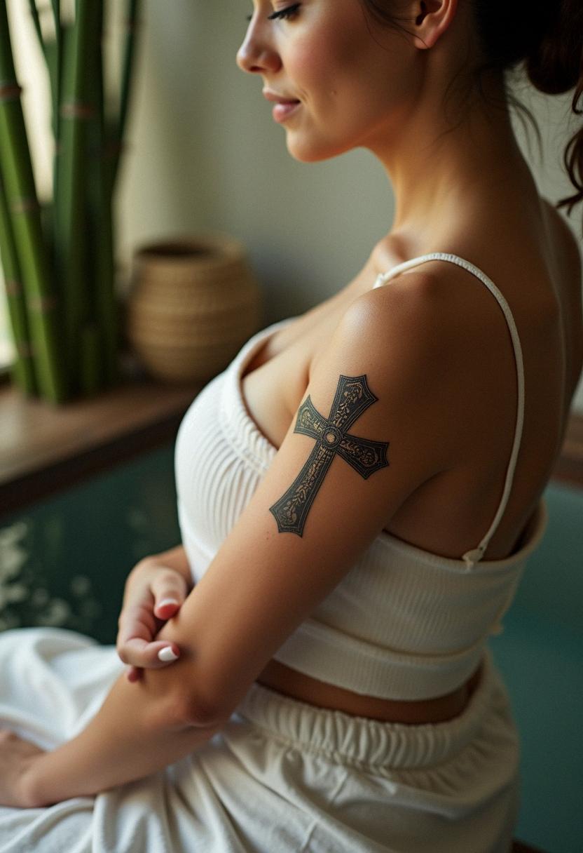 cross arm tattoo