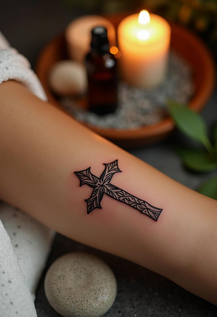 cross arm tattoo