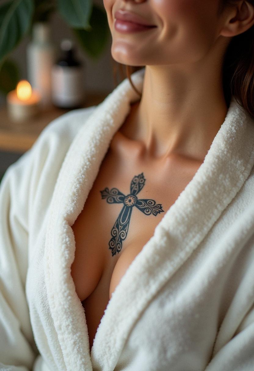 cross chest tattoo
