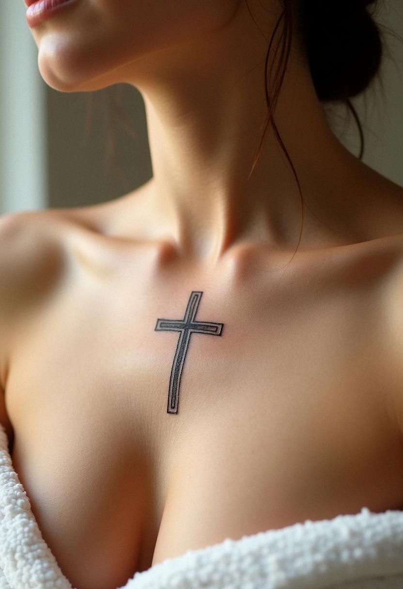 cross chest tattoo