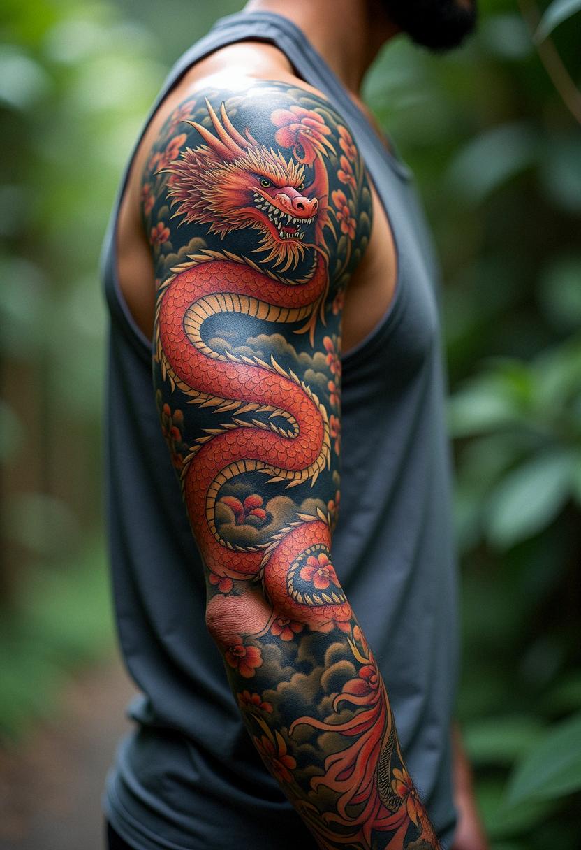 dragon sleeve tattoo