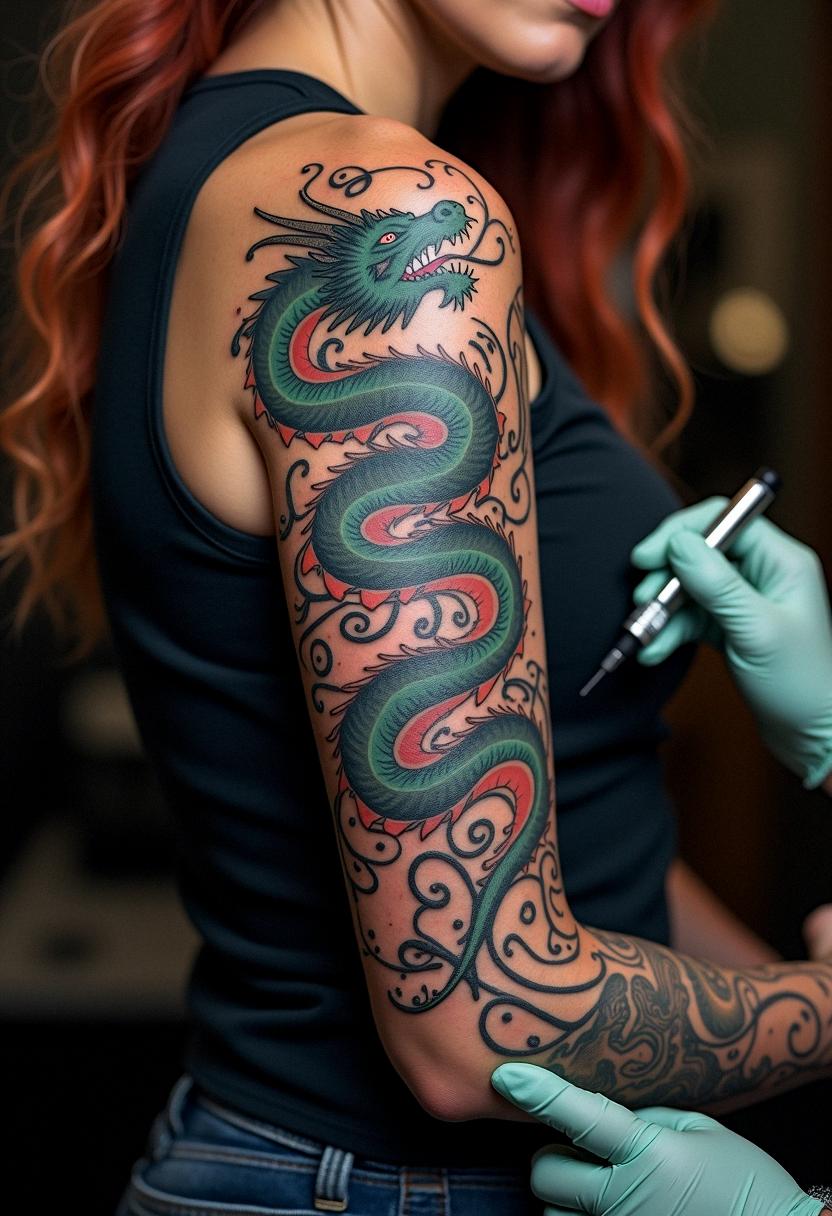 dragon sleeve tattoo
