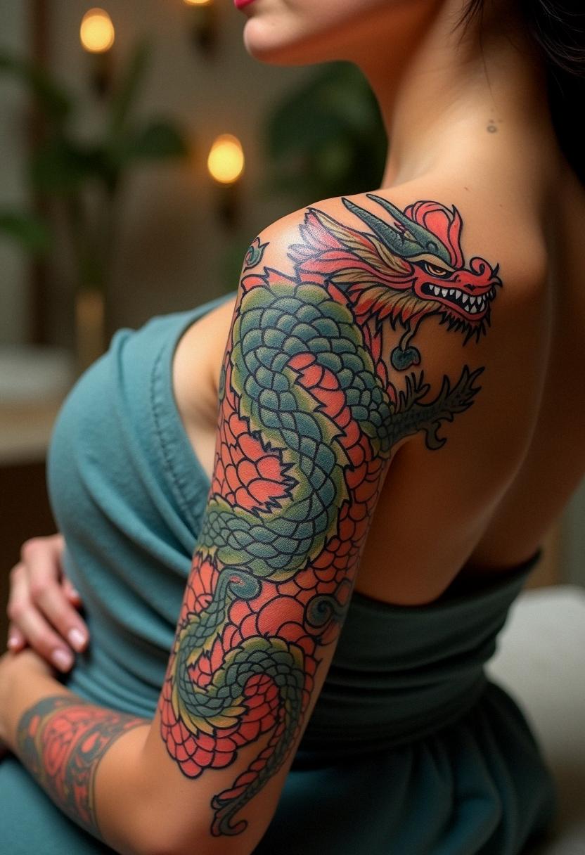 dragon sleeve tattoo