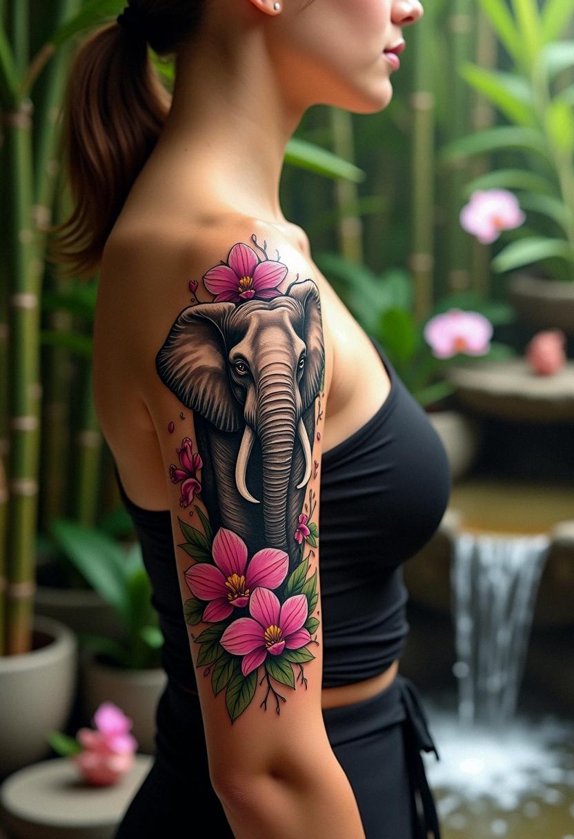 elephant flower tattoo