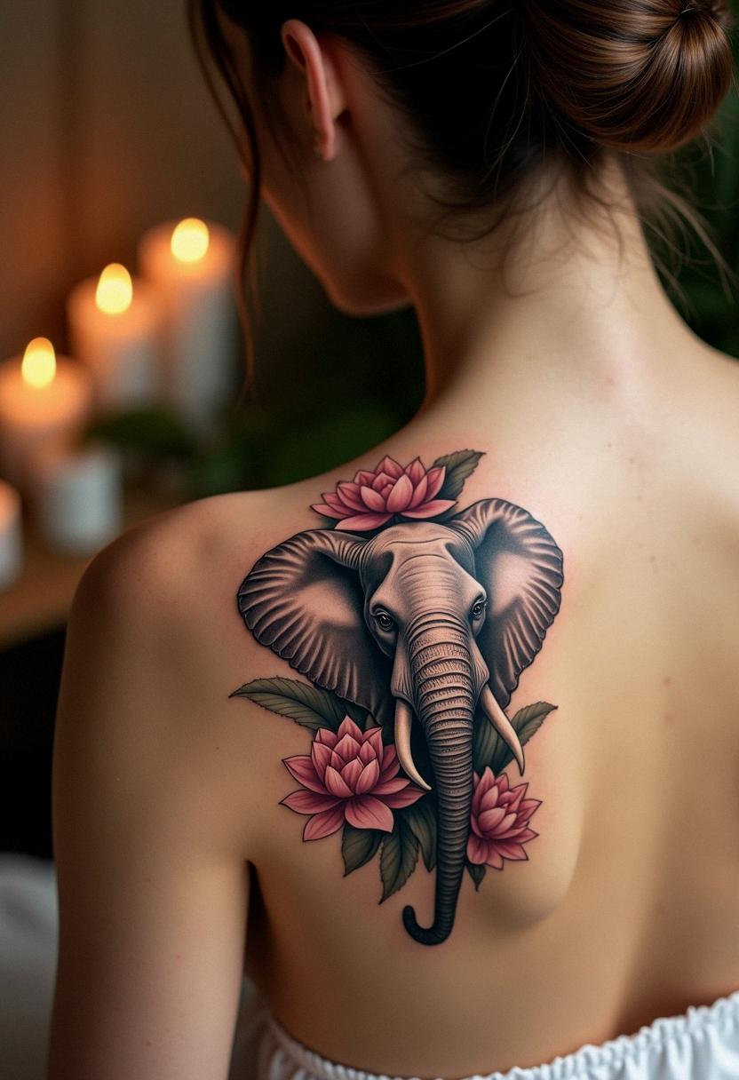 elephant flower tattoo
