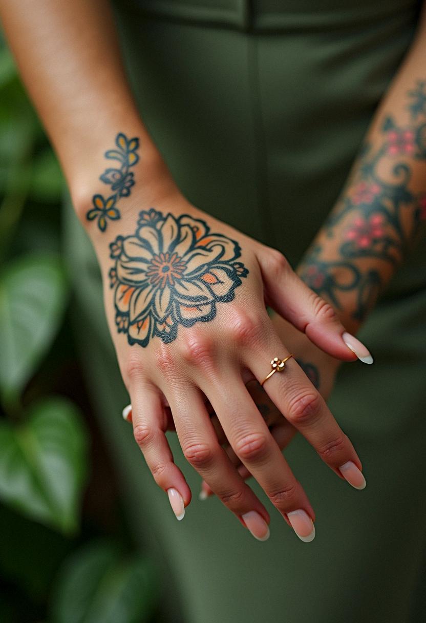 female hand tattoos