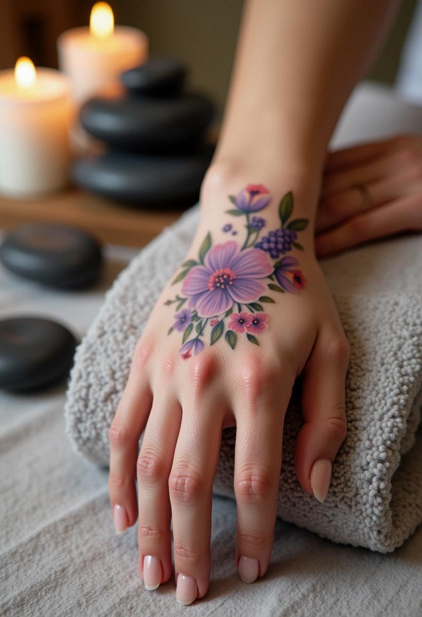 flower hand tattoo