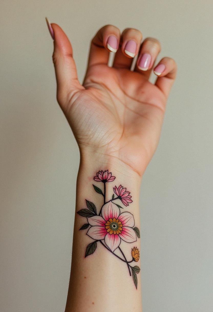 flower hand tattoo