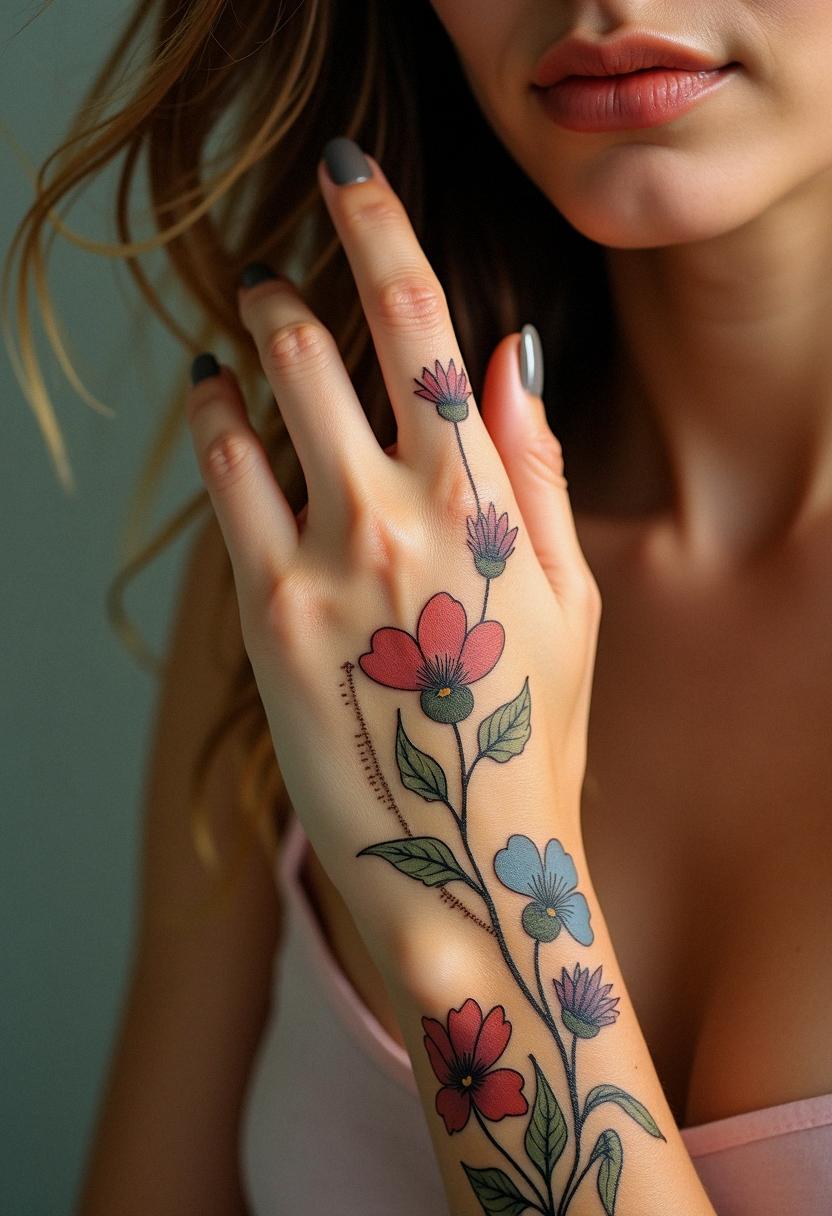 flower hand tattoo