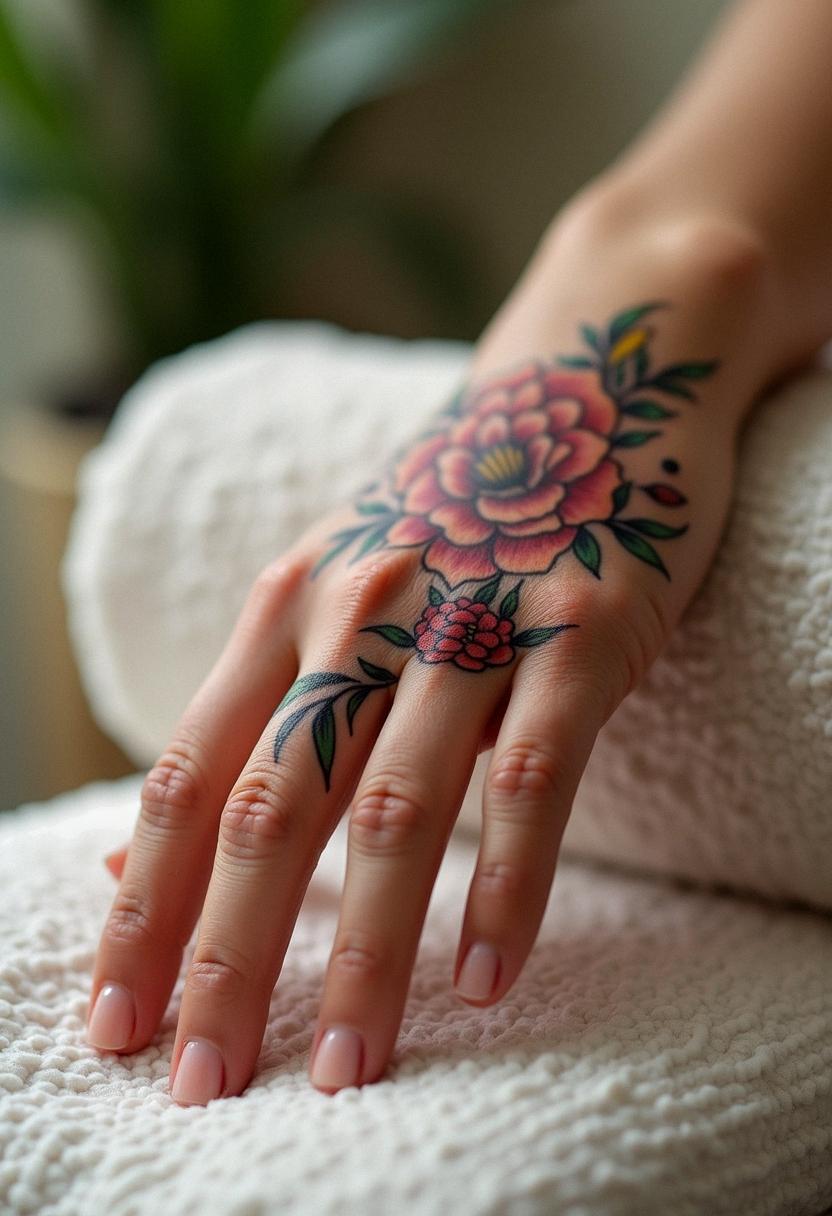 flower hand tattoo