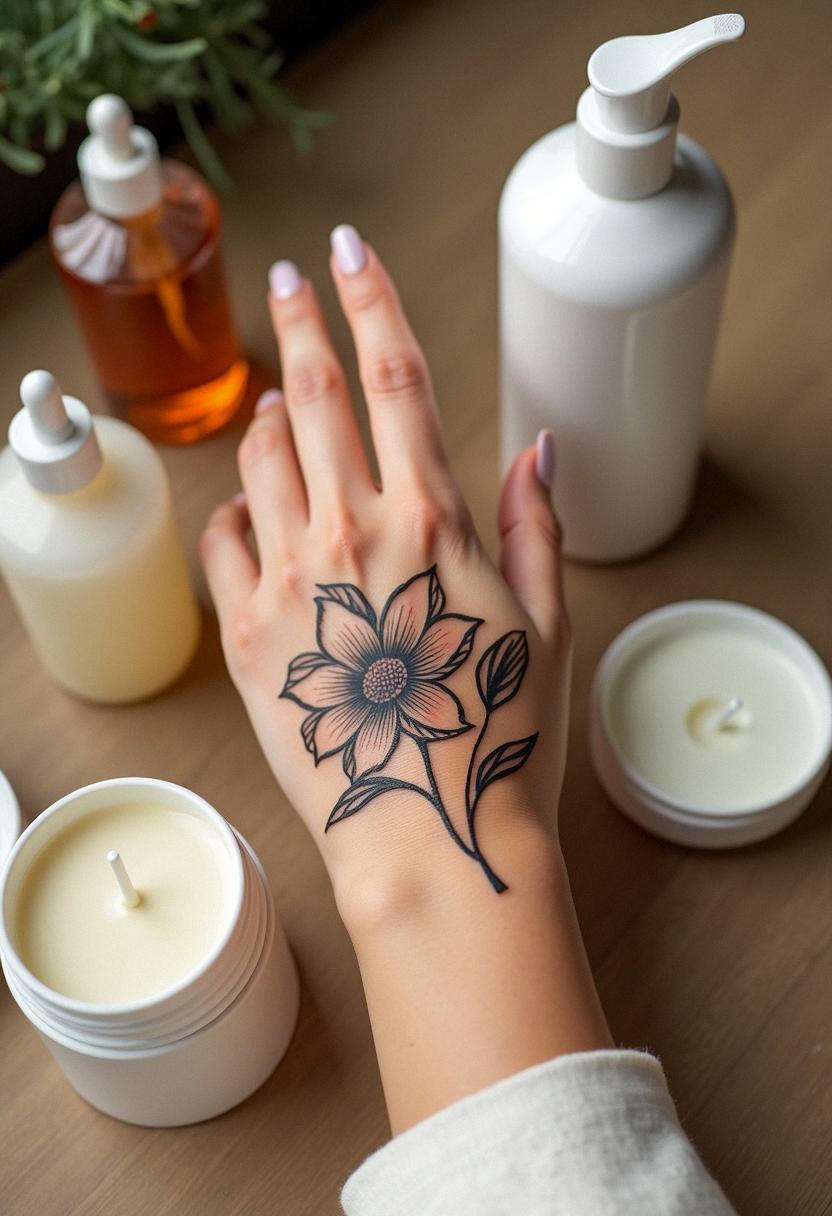 flower hand tattoo