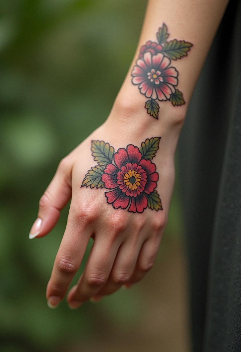flower hand tattoo