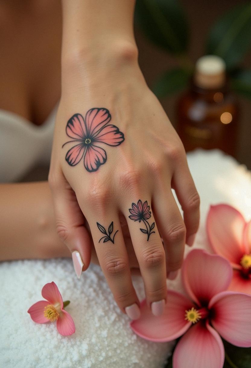 flower hand tattoo