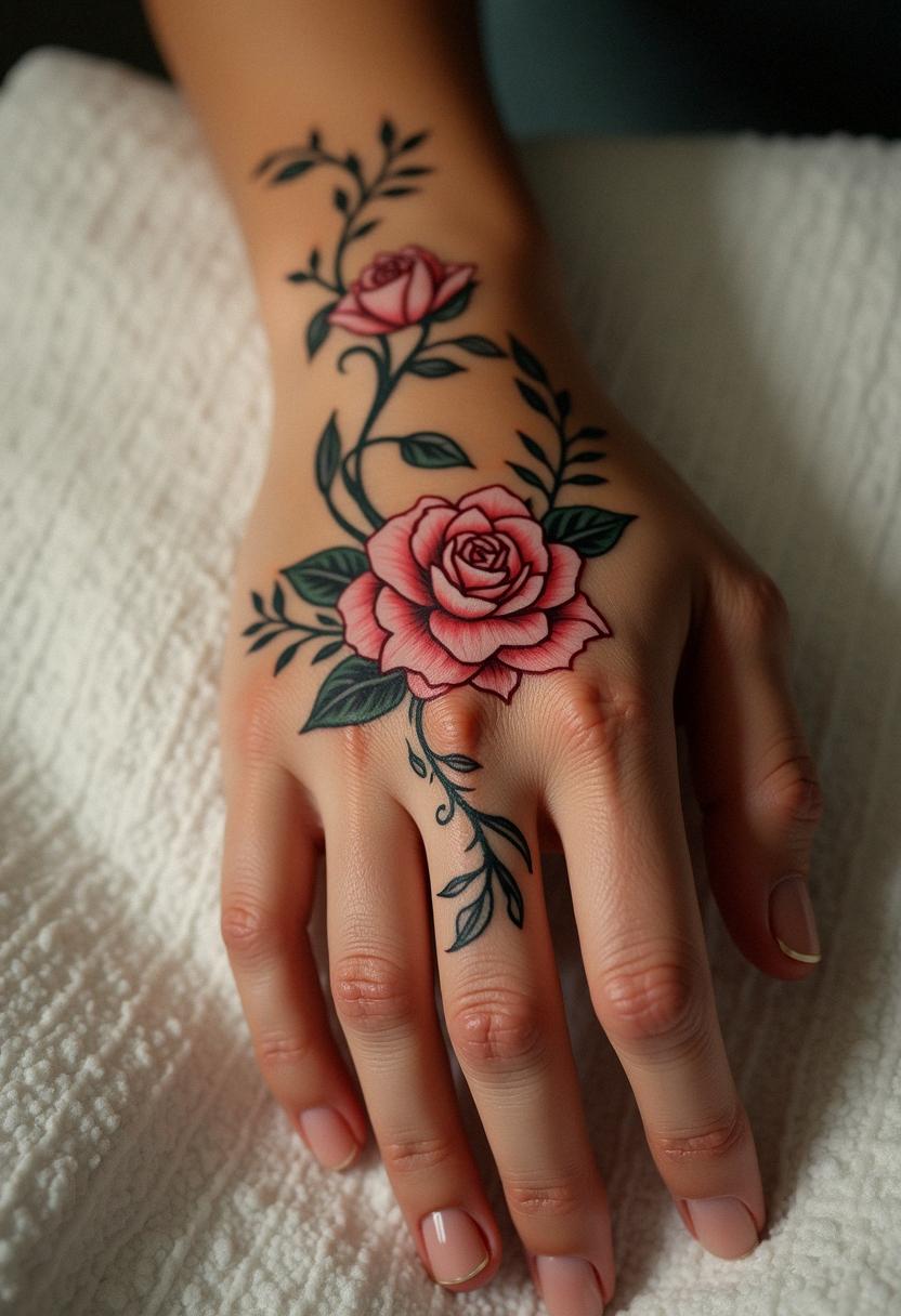 flower hand tattoo