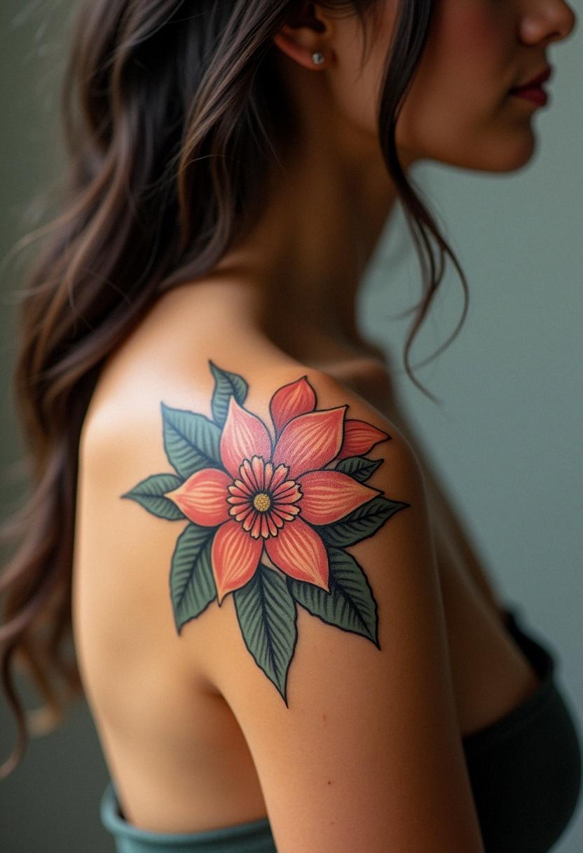 flower shoulder tattoo