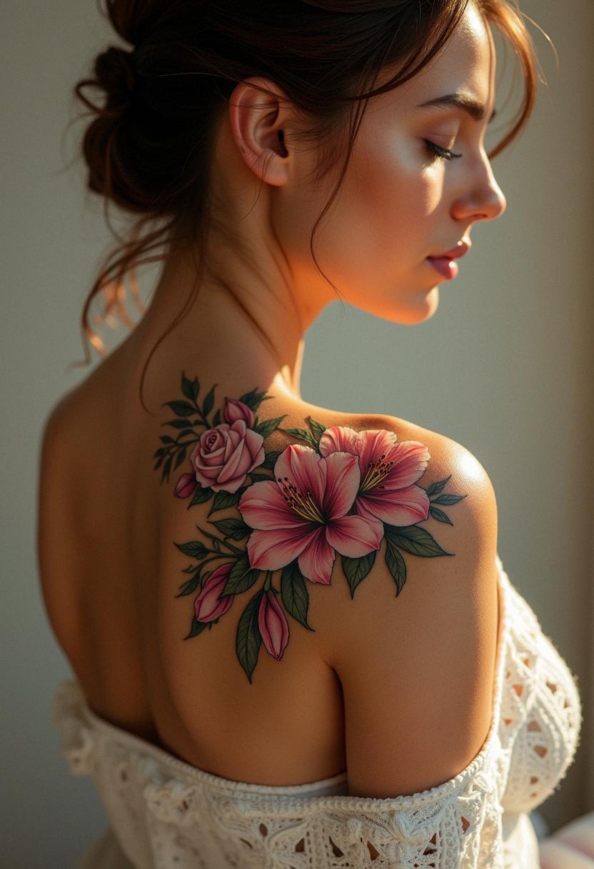 flower shoulder tattoo