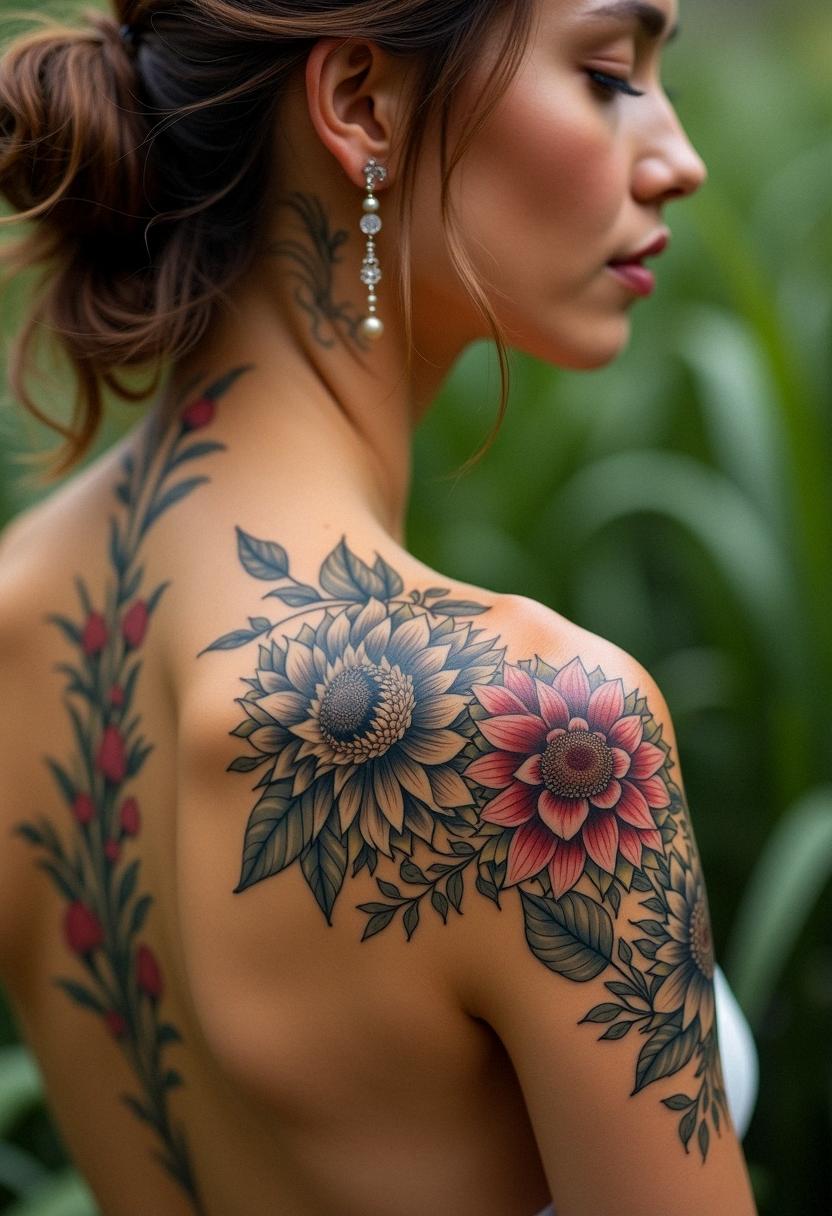 flower shoulder tattoo