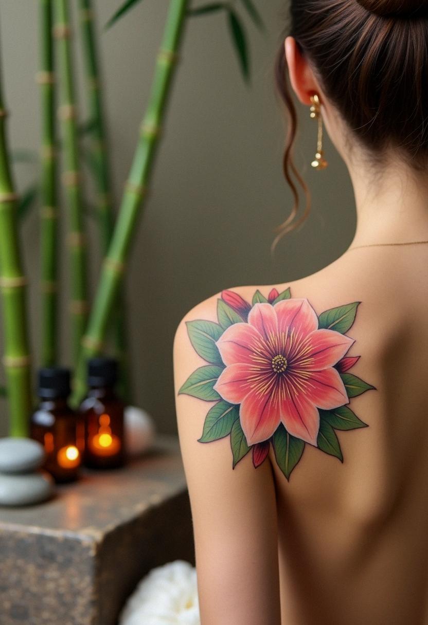 flower shoulder tattoo