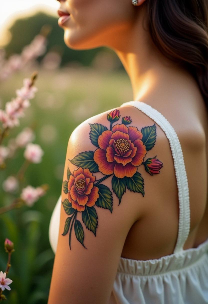 flower shoulder tattoo