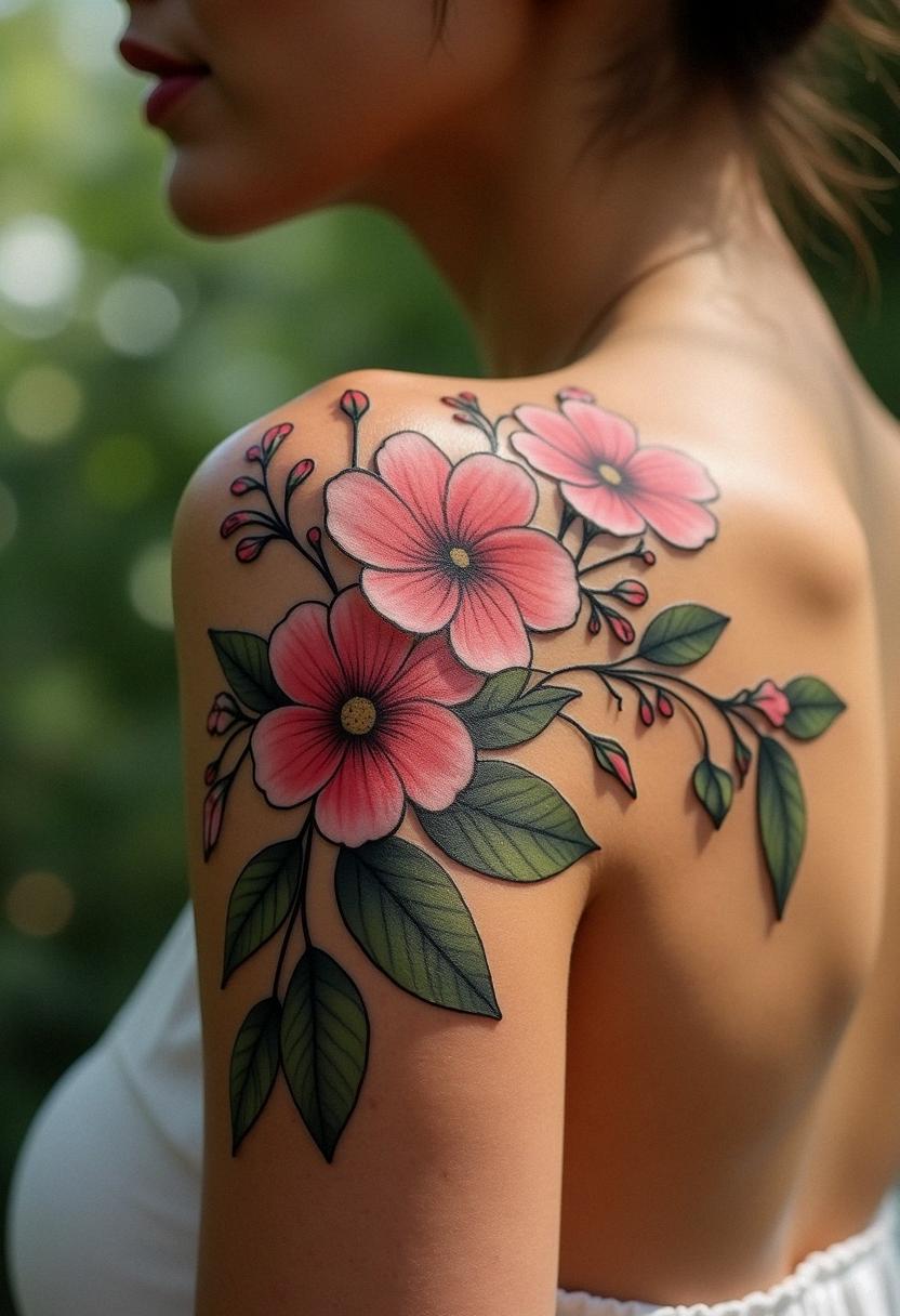 flower shoulder tattoo