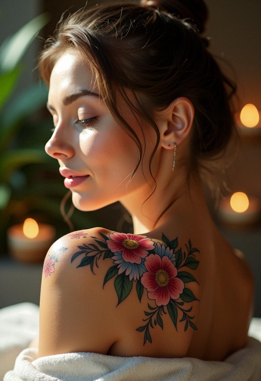 flower shoulder tattoo