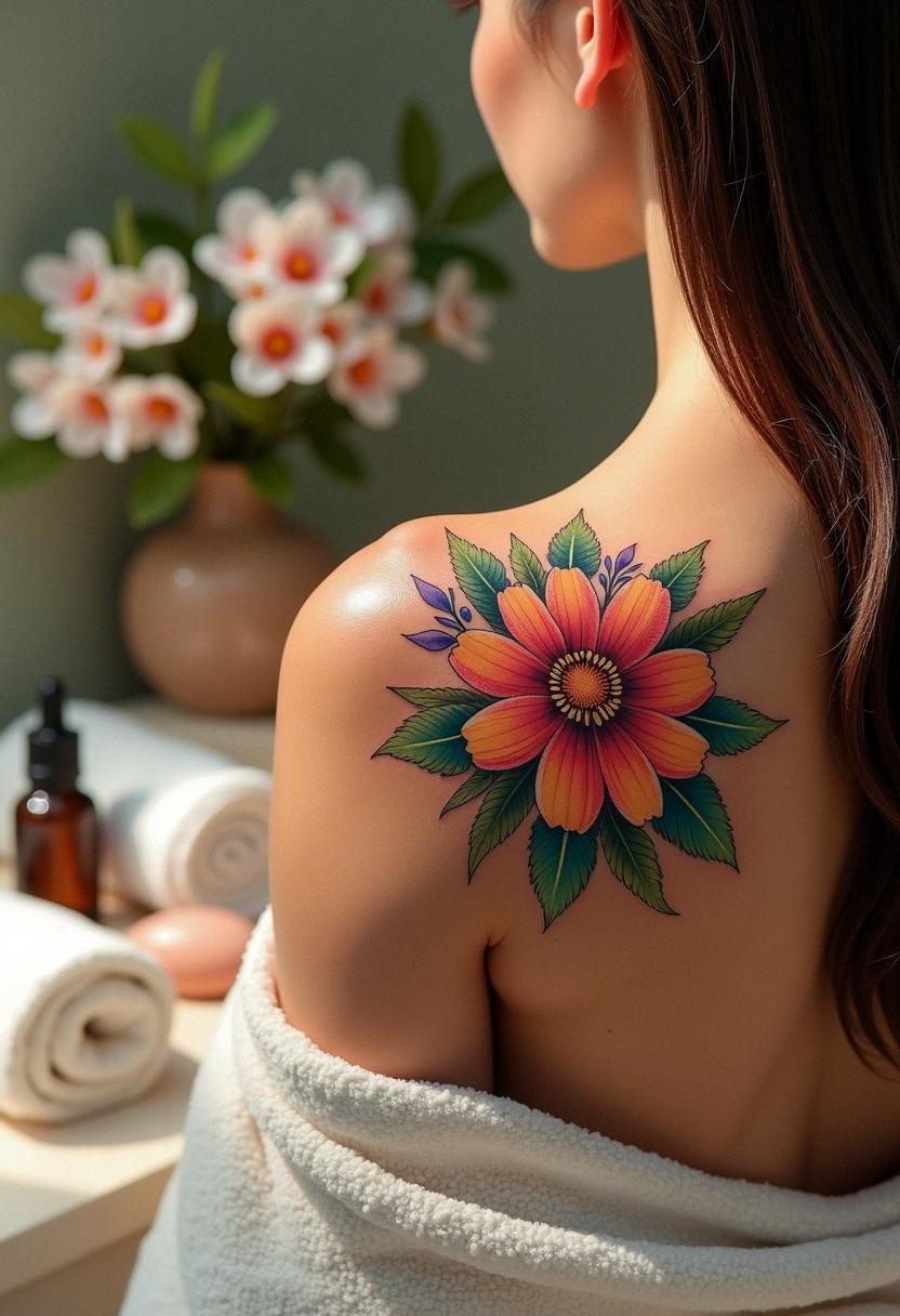 flower shoulder tattoo