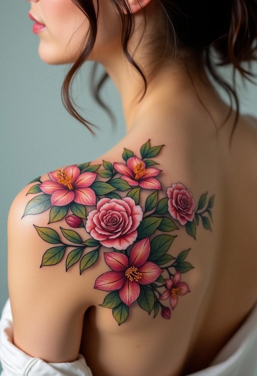 flower shoulder tattoo