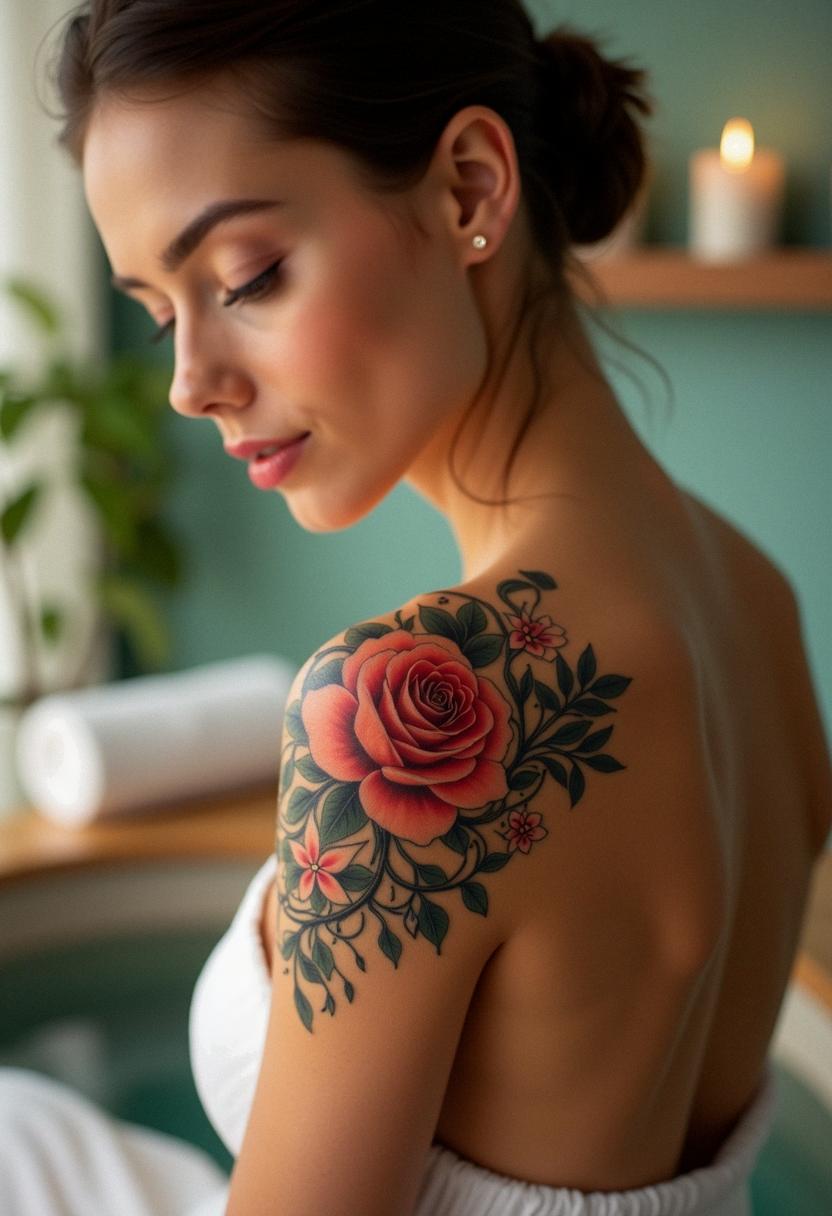 flower shoulder tattoo