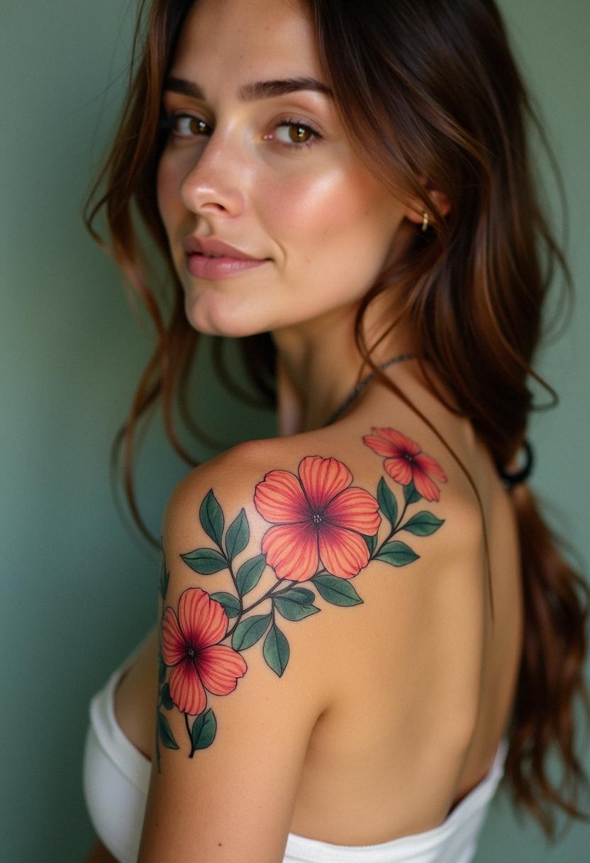 flower shoulder tattoo