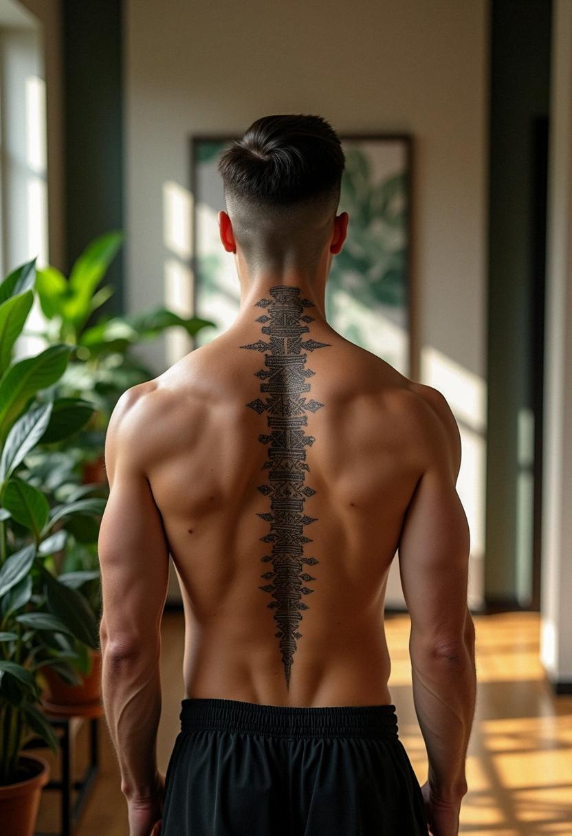guy spine tattoos