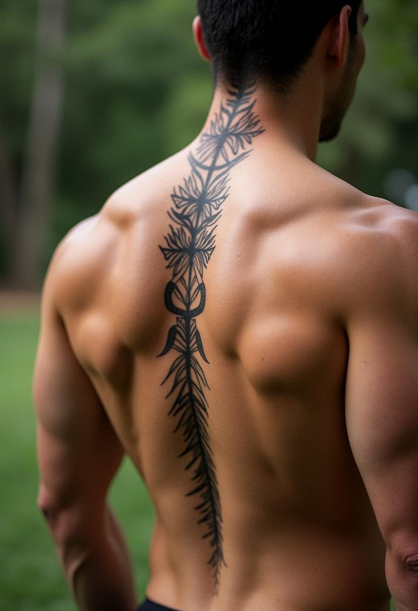 guy spine tattoos
