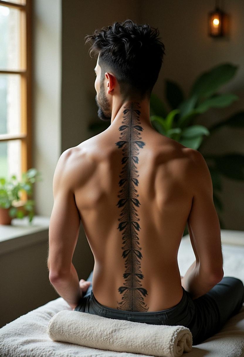 guy spine tattoos