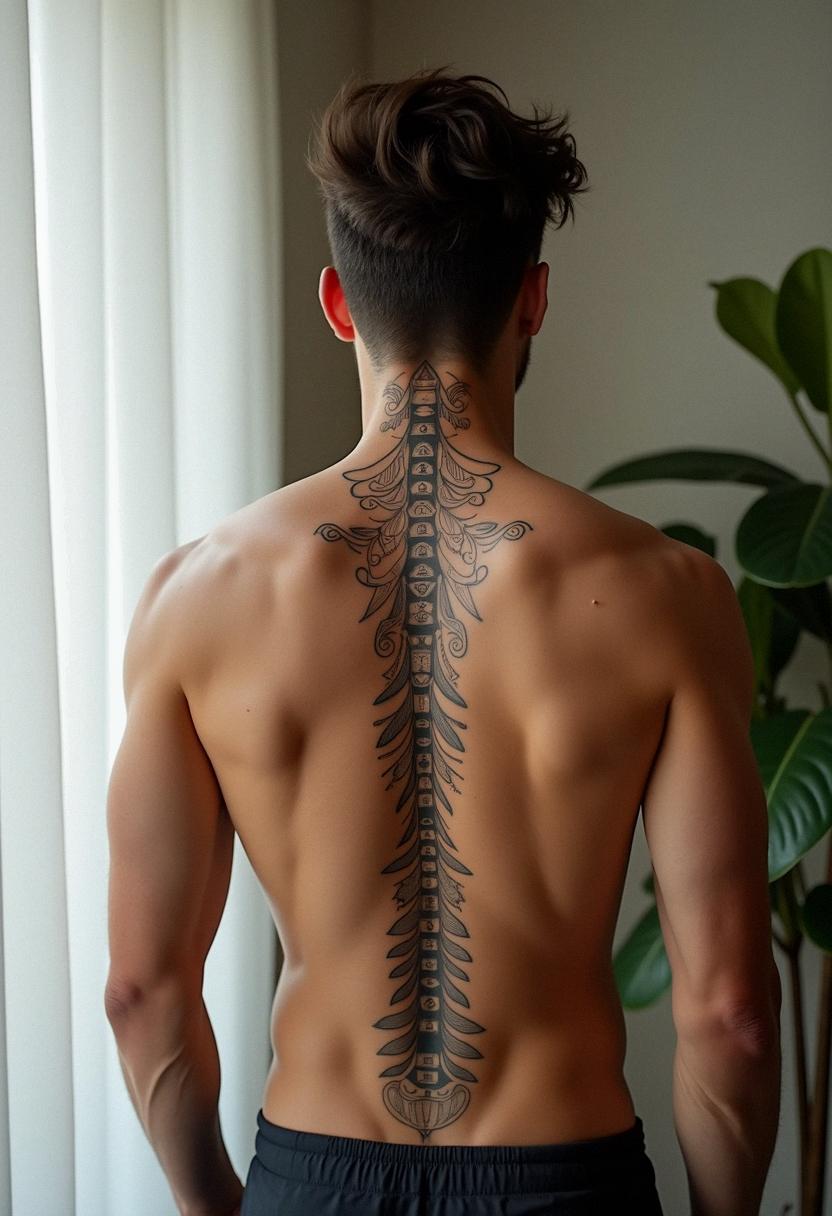 guy spine tattoos