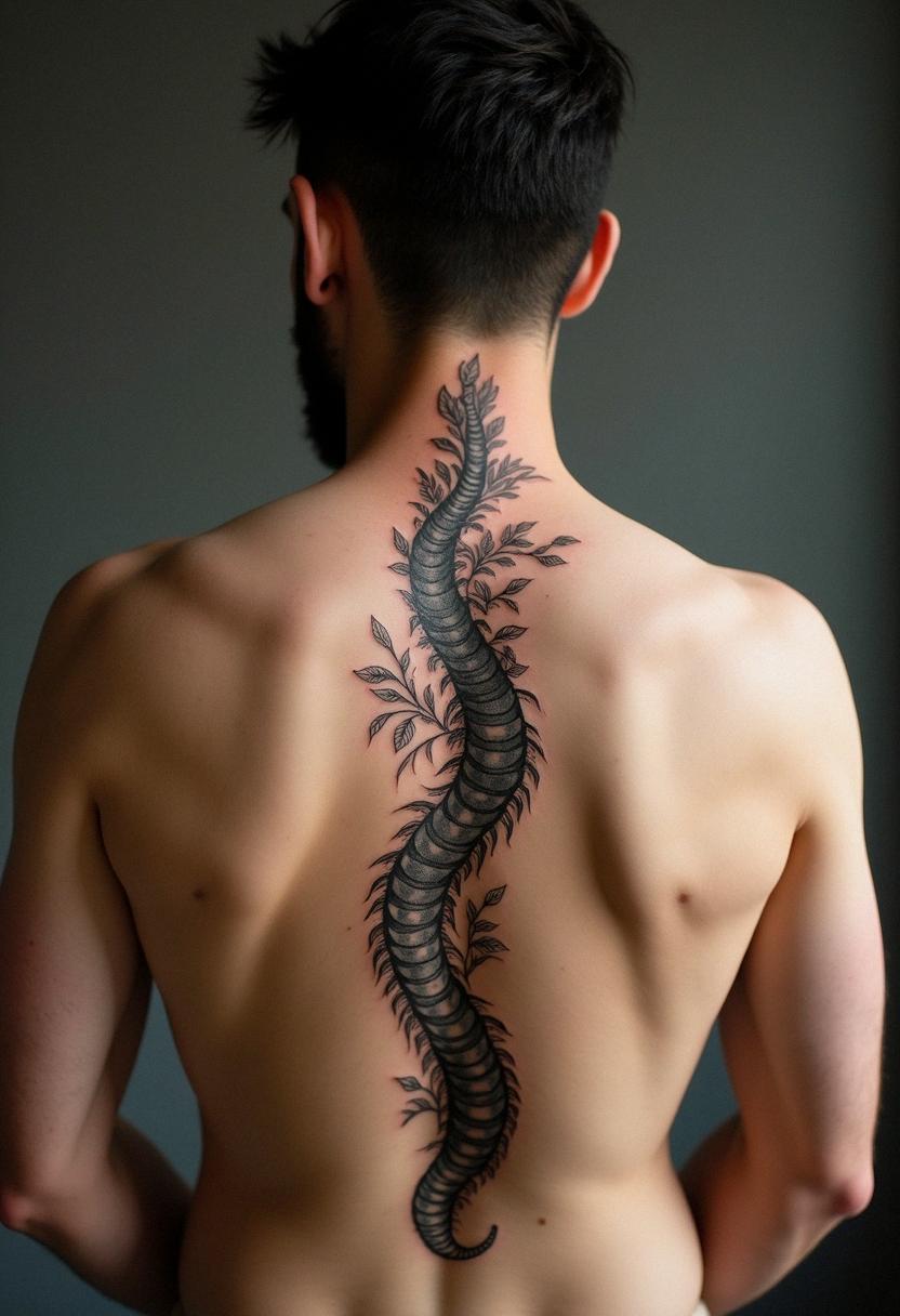 guy spine tattoos