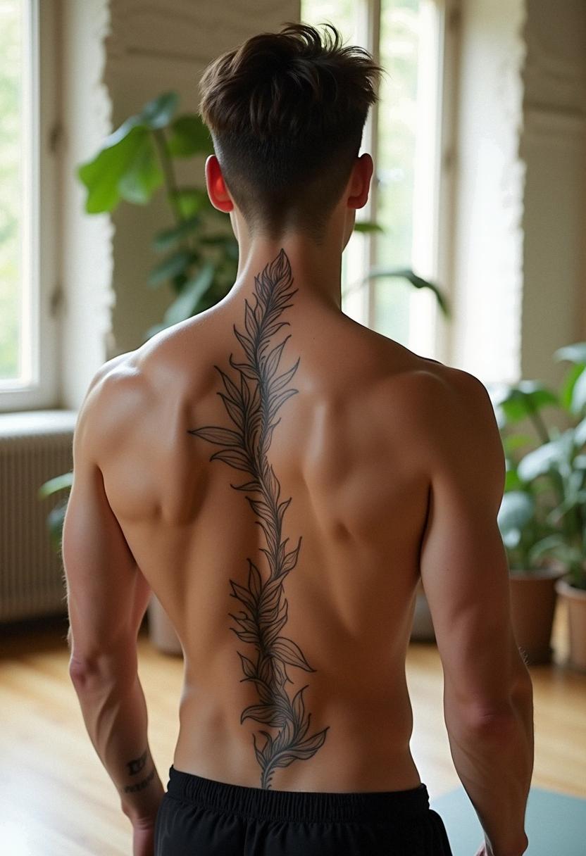 guy spine tattoos