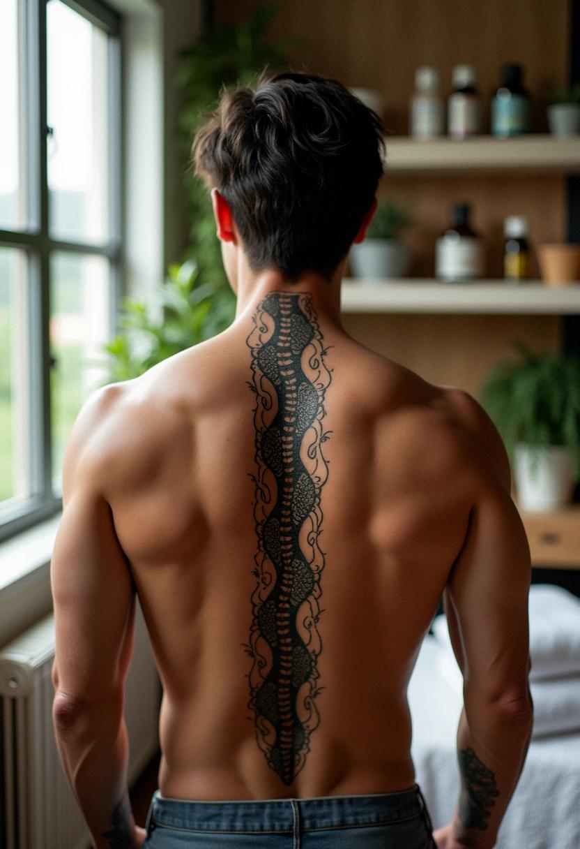 guy spine tattoos