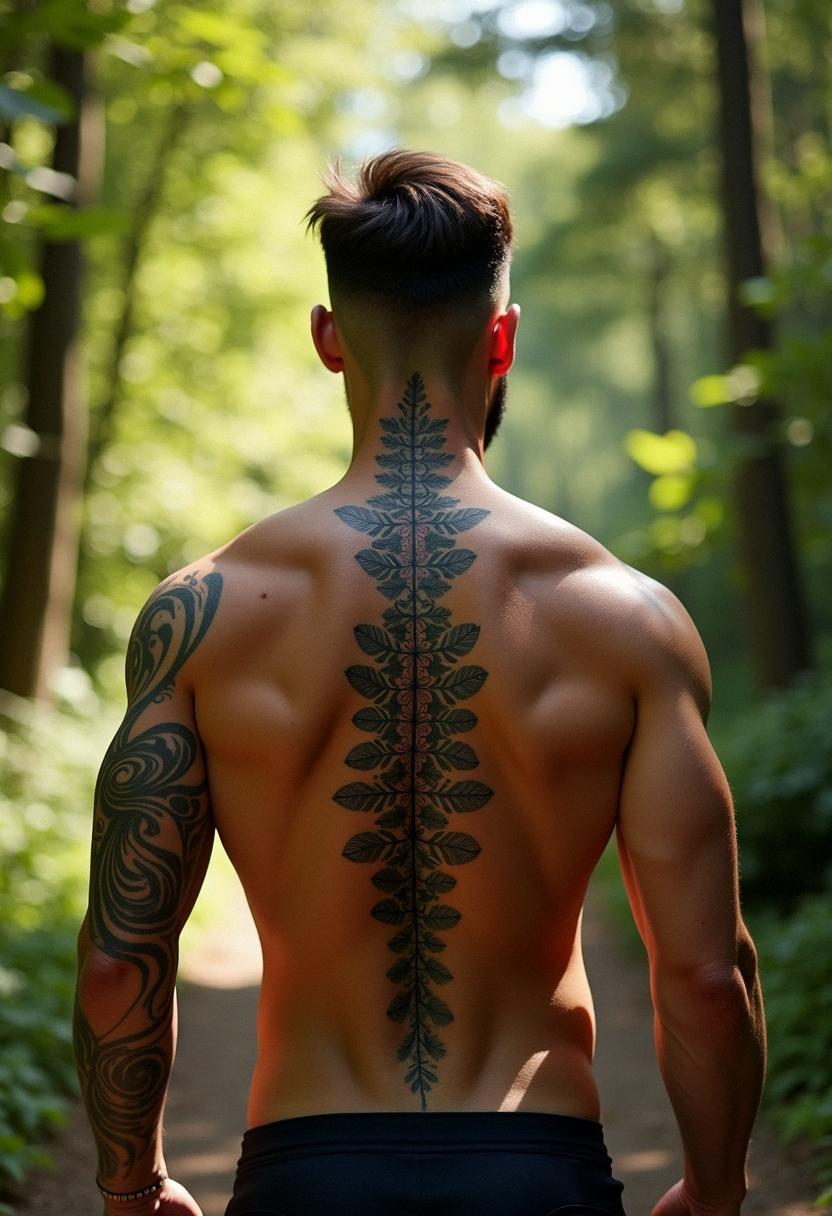 guy spine tattoos