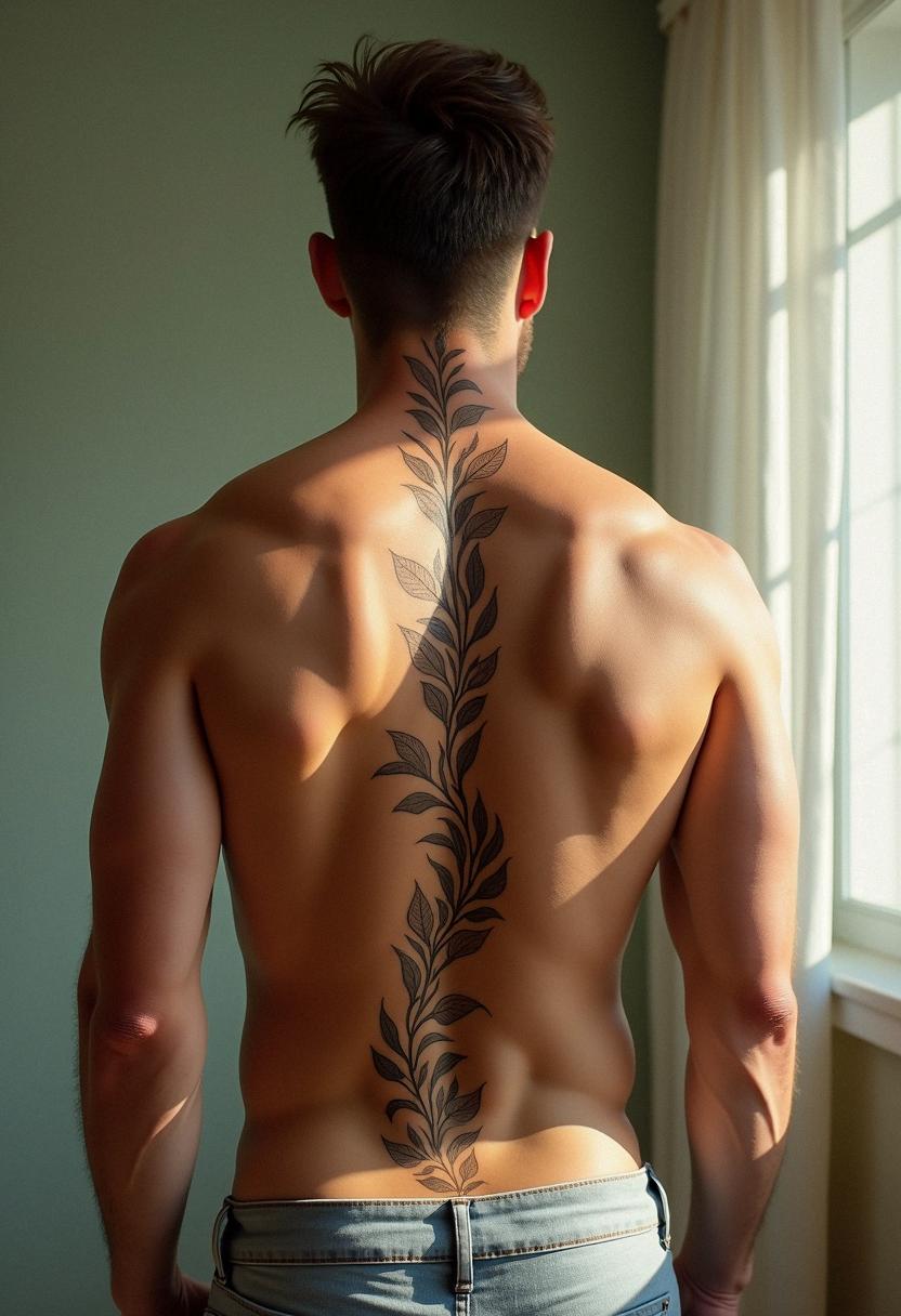 guy spine tattoos
