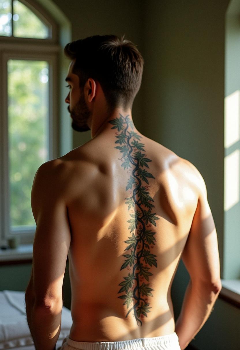 guy spine tattoos
