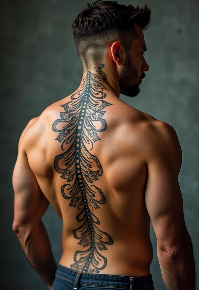 guy spine tattoos