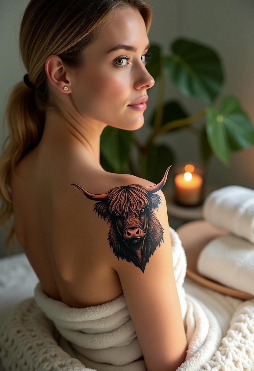 Fierce Highland Cow Tattoo Ideas - Cozy Vibes