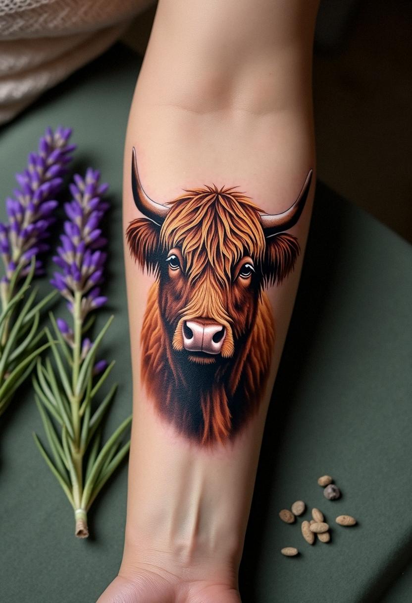 Fierce Highland Cow Tattoo Ideas - Cozy Vibes