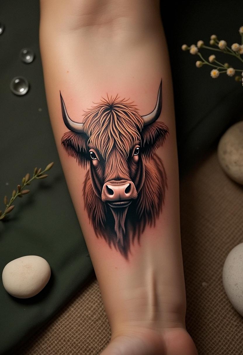 Fierce Highland Cow Tattoo Ideas - Cozy Vibes