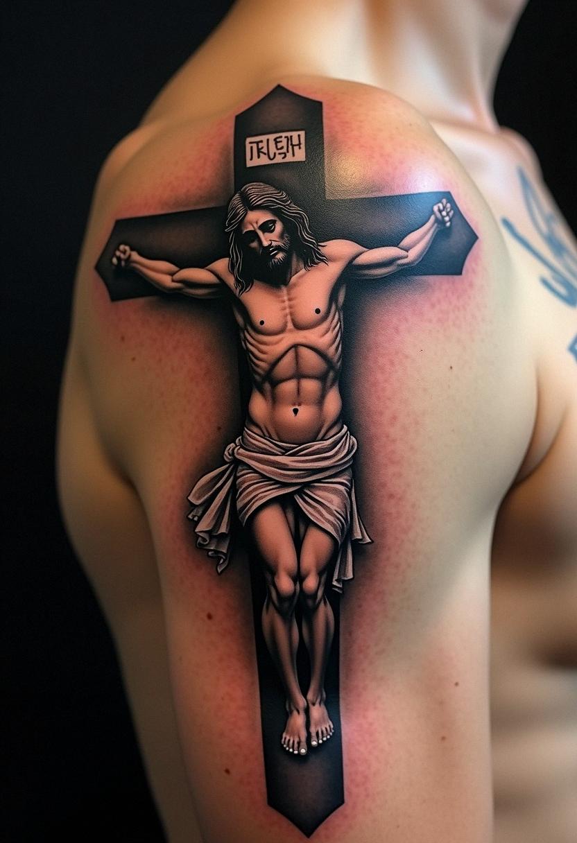jesus on cross tattoo