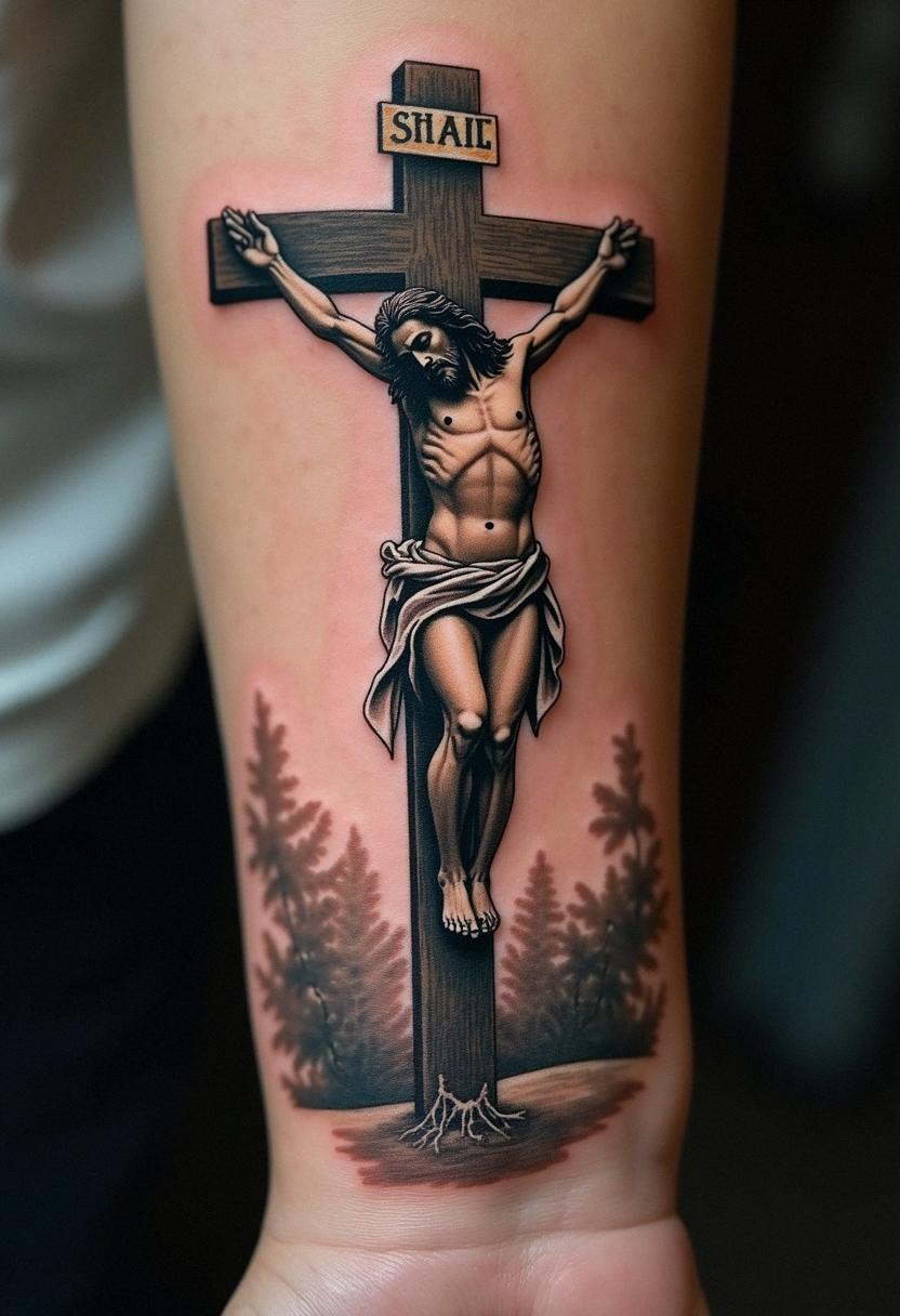 jesus on cross tattoo