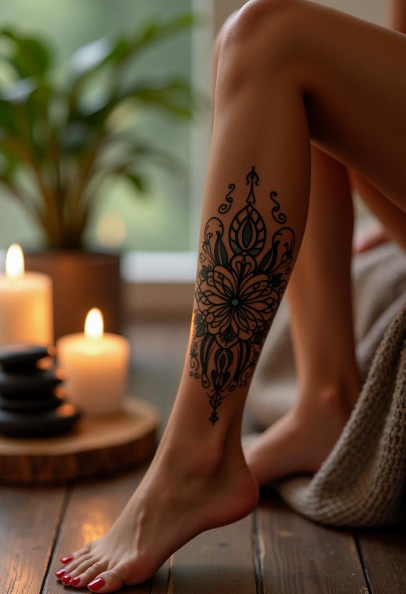 leg calf tattoo