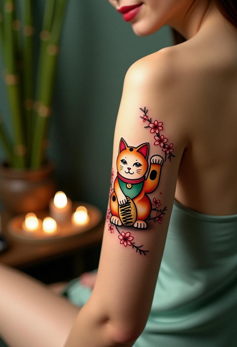 lucky cat tattoo